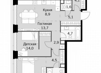 Продам двухкомнатную квартиру, 77.4 м2, Москва, метро Беговая