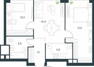 Продается 3-ком. квартира, 56.7 м2, Москва, ЮВАО, жилой комплекс Левел Южнопортовая, 3