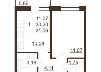 Продаю 1-комнатную квартиру, 31.1 м2, Гатчина, улица Хохлова, 16