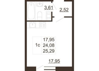 Квартира на продажу студия, 25.3 м2, Гатчина, улица Хохлова, 16