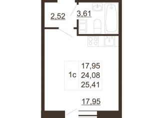 Квартира на продажу студия, 25.4 м2, Гатчина, улица Хохлова, 16