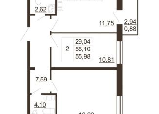 Продаю 2-ком. квартиру, 56 м2, Гатчина, улица Хохлова, 16