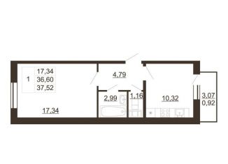 Продажа 1-комнатной квартиры, 37.5 м2, Гатчина, улица Хохлова, 16