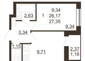 1-ком. квартира на продажу, 27.4 м2, Гатчина, улица Хохлова, 16