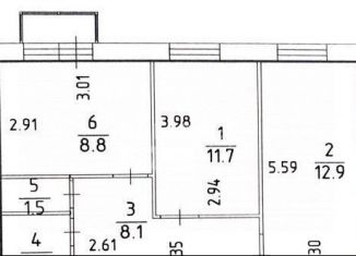 Двухкомнатная квартира на продажу, 45.6 м2, Краснокамск, улица Декабристов, 25