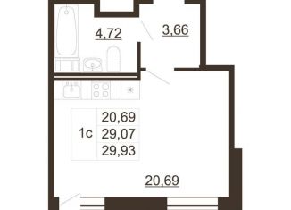 Продается квартира студия, 29.9 м2, Гатчина, улица Хохлова, 16