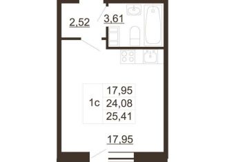 Продам квартиру студию, 25.4 м2, Гатчина, улица Хохлова, 16