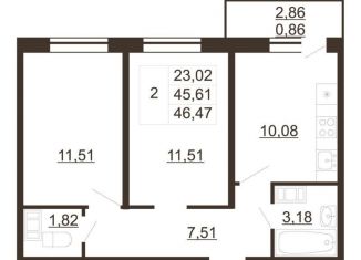 Продается 2-ком. квартира, 46.5 м2, Гатчина, улица Хохлова, 16