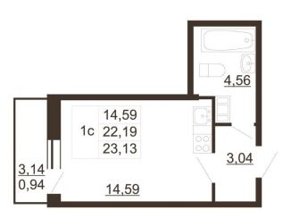 Квартира на продажу студия, 23.1 м2, Гатчина, улица Хохлова, 16