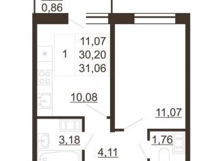 Продается однокомнатная квартира, 31.1 м2, Гатчина, улица Хохлова, 16