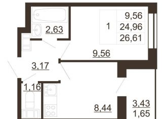 Продаю однокомнатную квартиру, 26.6 м2, Гатчина, улица Хохлова, 16