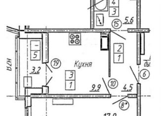 1-комнатная квартира на продажу, 39.5 м2, Воронеж, улица Конструкторов, 29А, ЖК Крымский Квартал