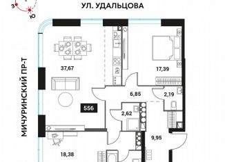 Продам 3-ком. квартиру, 99.8 м2, Москва, Мичуринский проспект, вл45, метро Мичуринский проспект