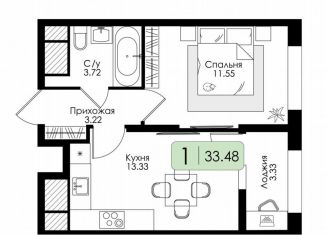 Продаю 1-комнатную квартиру, 33.5 м2, Тульская область