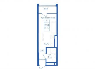 Продаю квартиру студию, 21.2 м2, село Михайловка, Новоуфимская улица, 13