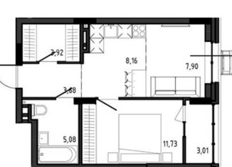 Продается двухкомнатная квартира, 43.5 м2, Новосибирск, метро Студенческая