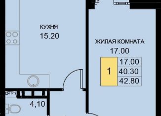 Продам однокомнатную квартиру, 42.8 м2, поселок Южный, Екатерининская улица, 7к1