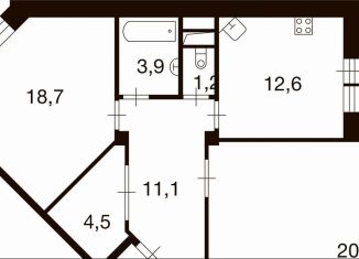 Продается 2-комнатная квартира, 72.5 м2, деревня Ивановское, улица Семёна Гордого, 3