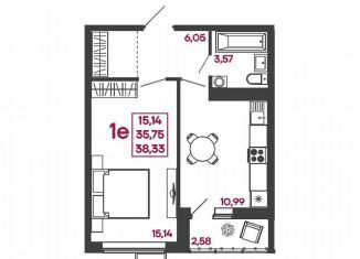 Продам однокомнатную квартиру, 38.3 м2, Пензенская область, улица Измайлова, 41В