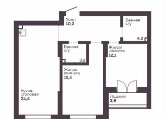 Продам 2-комнатную квартиру, 69.7 м2, Екатеринбург, Орджоникидзевский район