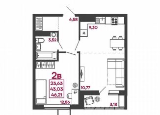 Продается 2-комнатная квартира, 46.2 м2, Пензенская область, улица Измайлова, 41В