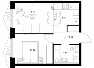 Продается 1-комнатная квартира, 34.1 м2, Москва, метро Ховрино, жилой комплекс Бусиновский Парк, 1.3