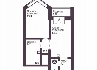 Продам 1-ком. квартиру, 43.5 м2, Екатеринбург, Орджоникидзевский район