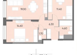 2-ком. квартира на продажу, 57.6 м2, Москва