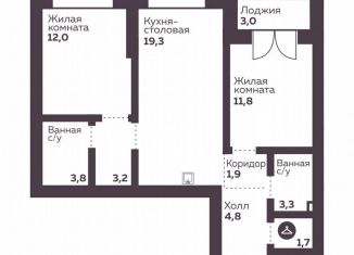 Продается 2-комнатная квартира, 61.8 м2, Екатеринбург, Орджоникидзевский район