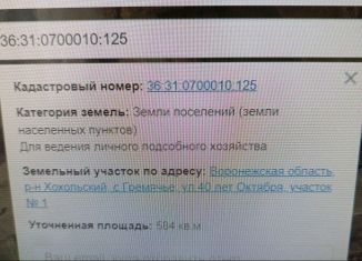 Продам земельный участок, 5.8 сот., село Гремячье