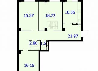 Продажа трехкомнатной квартиры, 88.1 м2, Красноярск, Северное шоссе, 50А, Центральный район