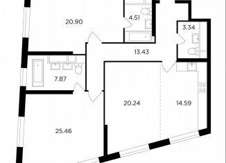 2-комнатная квартира на продажу, 115.6 м2, Москва, улица Петра Алексеева, 14, станция Рабочий Посёлок