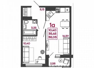 Продается однокомнатная квартира, 38 м2, Пензенская область, улица Измайлова, 41В