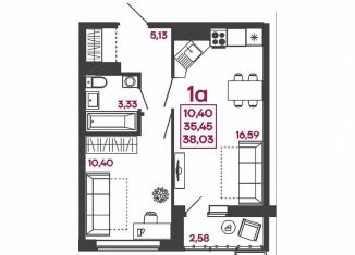 Продам однокомнатную квартиру, 38 м2, Пензенская область, улица Измайлова, 41В