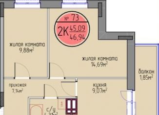 Продам 2-комнатную квартиру, 45.1 м2, Пермь, улица Худанина