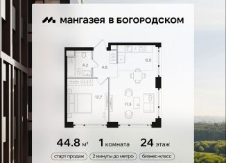 Продаю 1-ком. квартиру, 44.8 м2, Москва