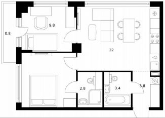 Продаю 2-ком. квартиру, 55 м2, Москва, район Кунцево