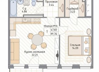 Продажа 1-комнатной квартиры, 50.3 м2, Санкт-Петербург, Малая Зеленина улица, 4