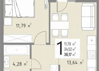 Продается однокомнатная квартира, 36.2 м2, Краснодар