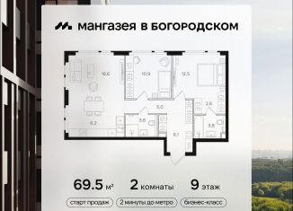 Продается 2-ком. квартира, 69.5 м2, Москва, Открытое шоссе, вл9