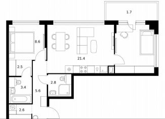 Продажа 2-ком. квартиры, 61.1 м2, Москва, район Кунцево