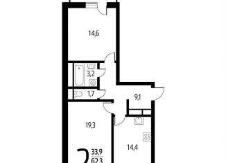 Продается двухкомнатная квартира, 64.1 м2, Москва, СНТ Родник, 203