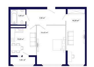 Продажа 2-ком. квартиры, 57.8 м2, рабочий поселок Маркова