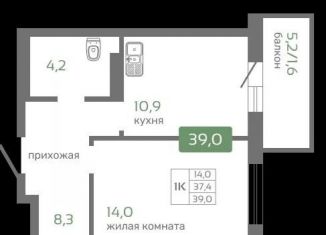 Продажа 1-комнатной квартиры, 39 м2, Красноярск, Октябрьский район, Норильская улица