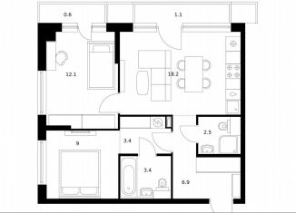 Продаю 2-комнатную квартиру, 57.2 м2, Москва, район Кунцево, улица Ивана Франко, 20к2