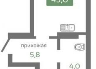 Однокомнатная квартира на продажу, 43.1 м2, Красноярск, Октябрьский район