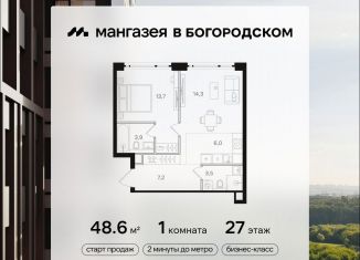 Продажа однокомнатной квартиры, 48.6 м2, Москва