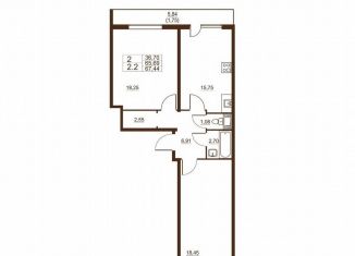 Продажа 2-ком. квартиры, 67.4 м2, Санкт-Петербург, Московское шоссе, 262к1