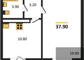 1-ком. квартира на продажу, 37.9 м2, Воронеж, улица Шидловского, 22, Левобережный район