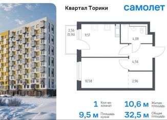 Однокомнатная квартира на продажу, 32.5 м2, Виллозское городское поселение, жилой комплекс Квартал Торики, к1.1